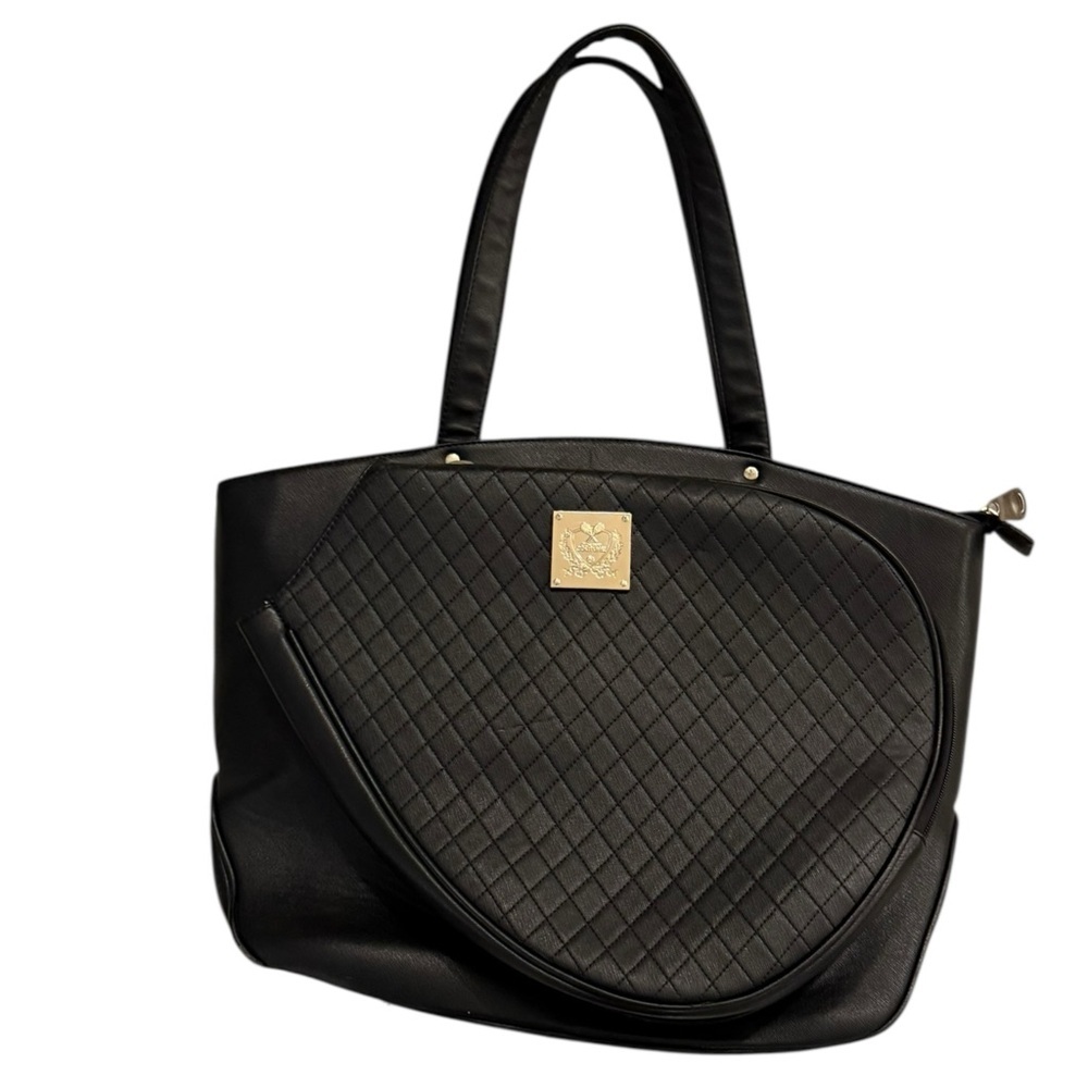 COURT COUTURE Cassanova Tennis Bag black women's leather style racket bag USTA - Picture 2 of 12